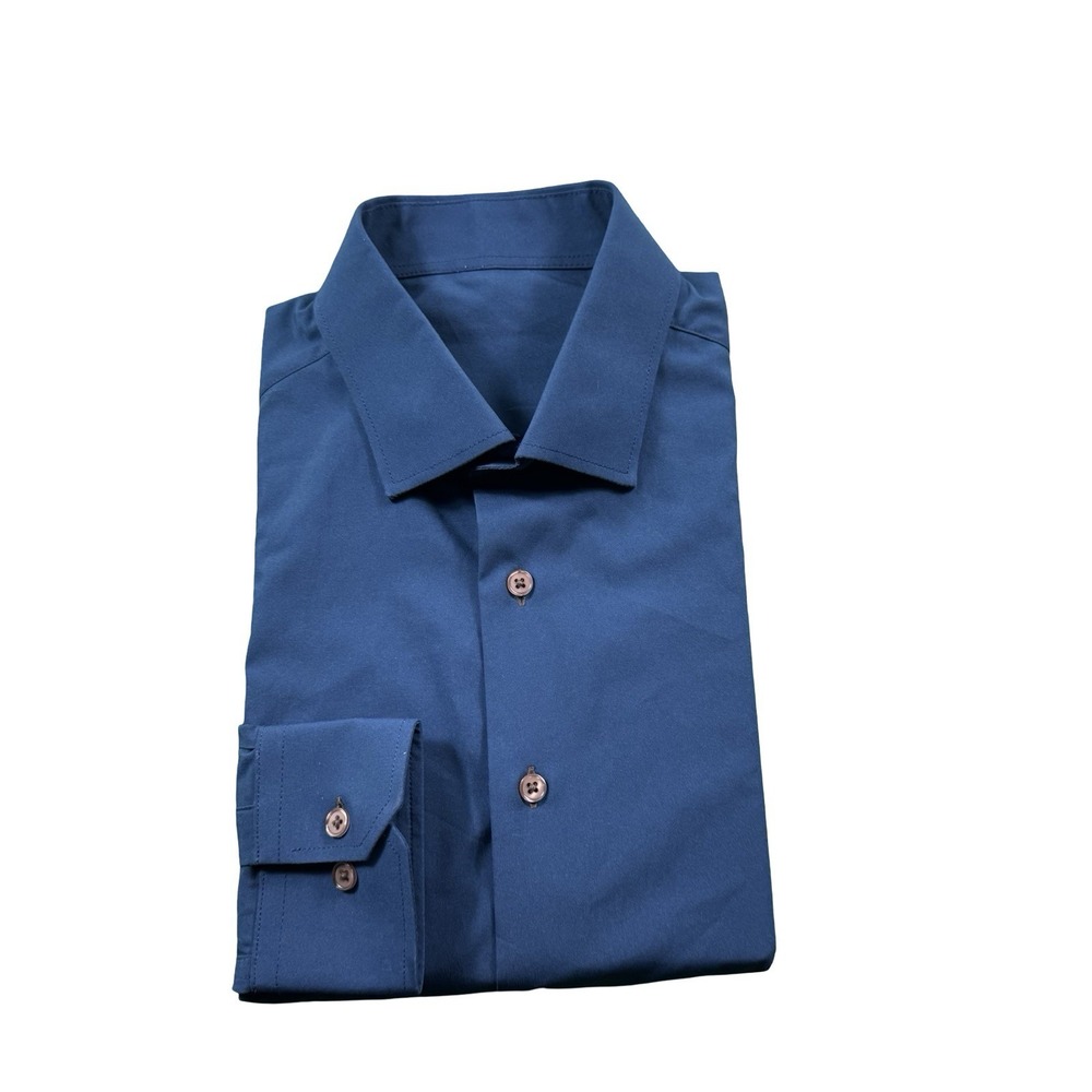 State & Liberty Blue Performance Mens L/S Button Front Shirt Size Small